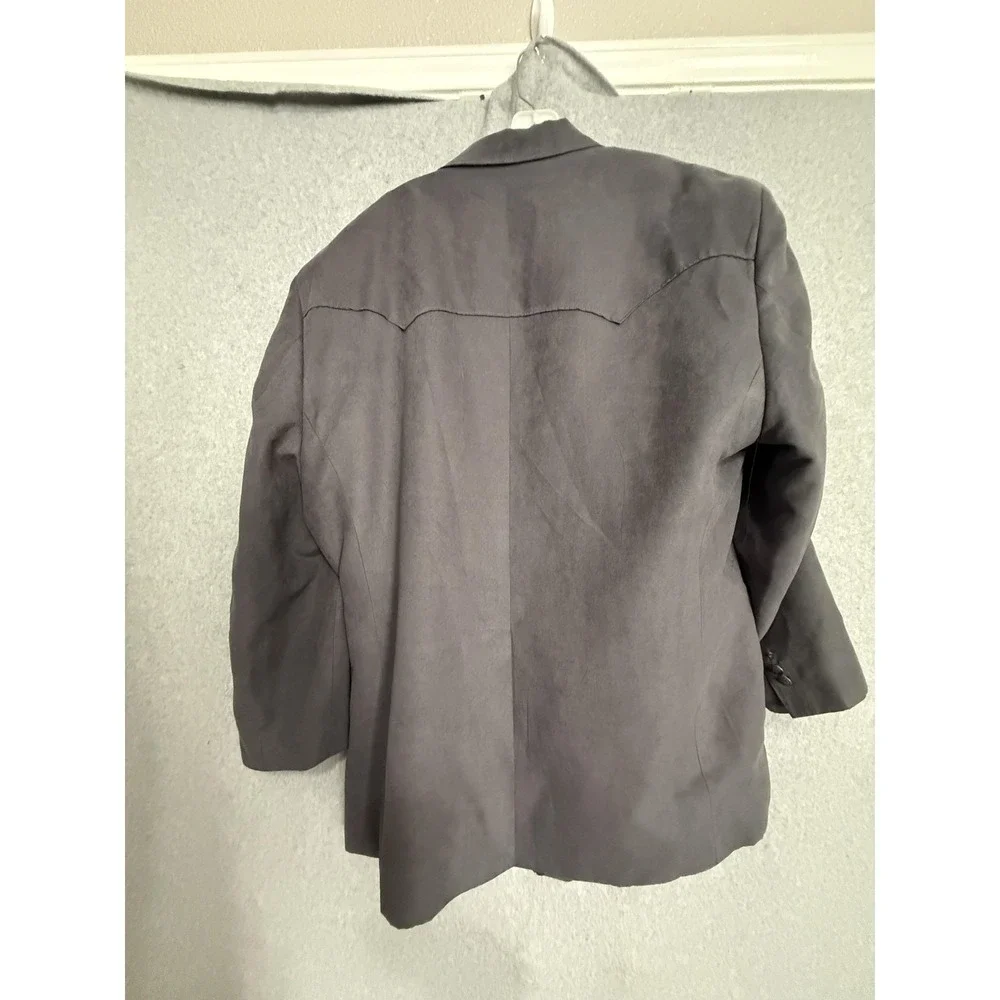 Harmony Blazer Sport Coat Mens 52 Gray Faux Suede Western Cowboy Jacket
